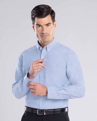 CAMISA VESTIR OXFORD MANGA LARGA AZUL