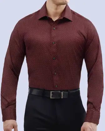 Camisa de vestir stretch textura vino manga larga