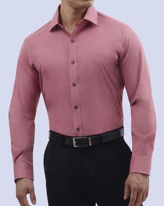 Camisa de vestir stretch textura vino manga larga