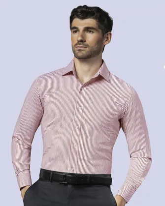 Camisa de vestir stretch textura roja manga larga