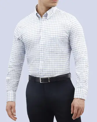 Camisa de vestir stretch textura blanca manga larga