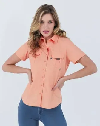 Blusa casual manga corta para dama pierre cardin performance anaranjada