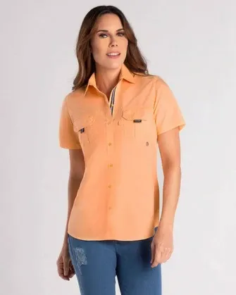 Blusa casual manga corta para dama pierre cardin performance anaranjada