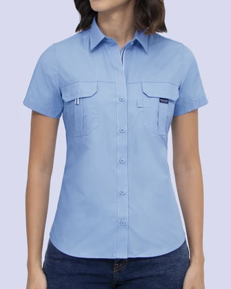 Blusa casual manga corta performance celeste