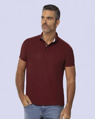 Camisa sport lisa slim fit manga corta cooling tech vino