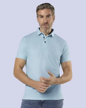Camisa sport lisa slim fit manga corta cooling tech celeste
