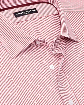 Camisa vestir de rayas slim fit color rosado