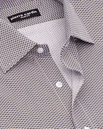 Camisa estampada de vestir slim fit  manga larga blanco y negro