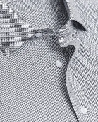 Camisa de vestir estampada gris manga corta slim fit