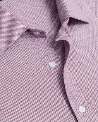 Camisa de vestir estampada morada manga corta slim fit