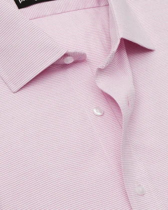 Camisa de vestir estampada rosada manga larga slim fit
