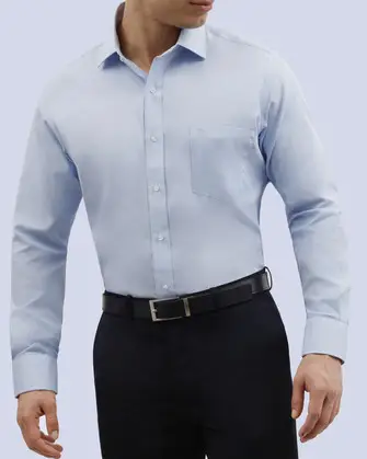 Camisa de vestir textura manga larga slim fit celeste
