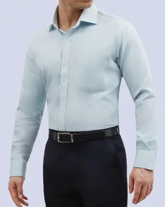 Camisa de vestir textura manga larga slim fit celeste