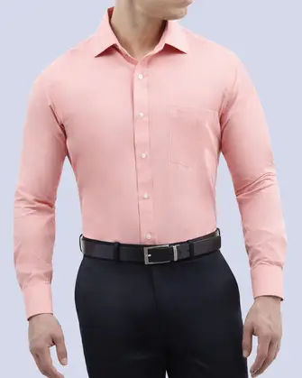 Camisa de vestir textura manga larga slim fit rosada