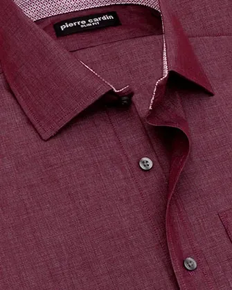 Camisa textura casual slim fit manga larga color vino