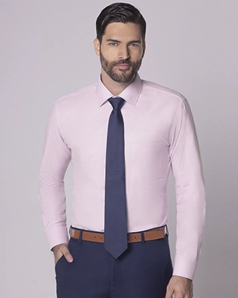 Camisa textura casual  slim fit manga larga color lila