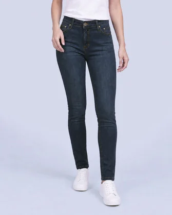 Jeans levanta pompa skinny tiro alto 451 azul oscuro