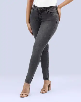 Jeans levanta pompa tiro alto con un botón estilo recto 461 negro