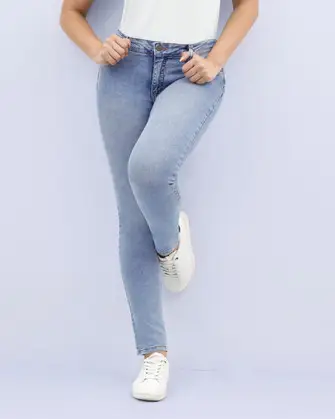 Jeans levanta pompa skinny tiro alto 451 celeste