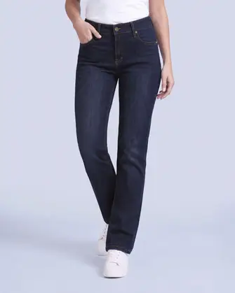 Jeans levanta pompa tiro alto con un botón estilo recto 461 azul oscuro