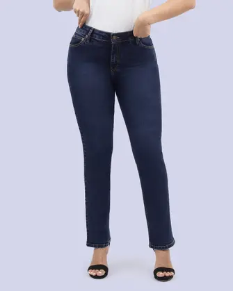 Jeans levanta pompa tiro alto con un botón estilo recto 461 azul oscuro