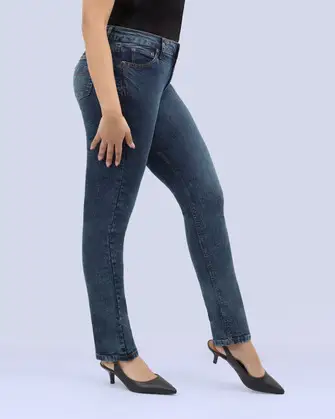 Jeans levanta pompa tiro alto con un botón estilo recto 461 azul claro