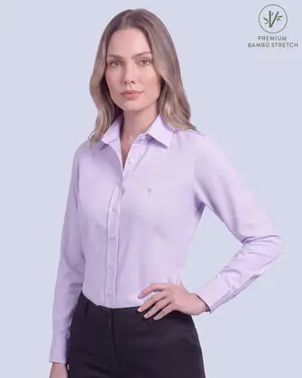 Blusa de vestir slim fit lila piqué premium bambú stretch