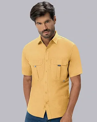 Camisa casual performance manga corta amarilla

