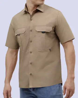 Camisa casual performance manga corta café