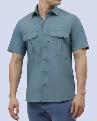 Camisa casual performance manga corta aqua