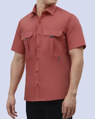 Camisa casual performance manga corta rojo
