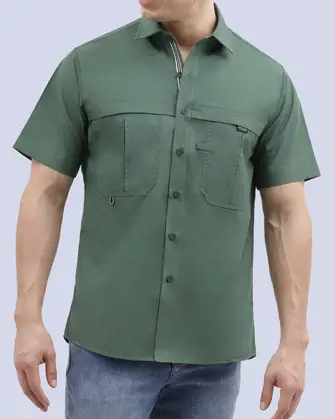 Camisa casual performance manga corta verde
