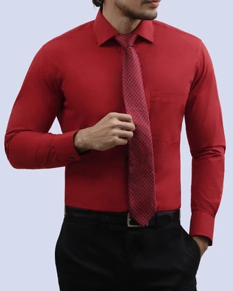 Camisa de vestir stretch roja manga larga slim fit