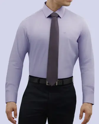 Camisa de vestir slim fit morada total comfort bambú stretch