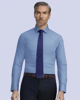 Camisa de vestir slim fit celeste total comfort bambú stretch