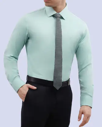 Camisa de vestir slim fit verde total comfort bambú stretch