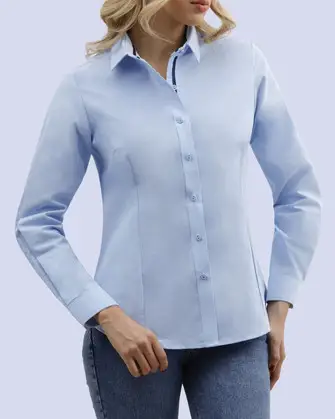 Blusa de vestir slim fit manga larga oxford celeste
