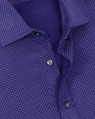 Camisa estampada pique slim fit manga larga color azul
