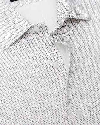 Camisa de vestir estampada piqué blanca manga larga