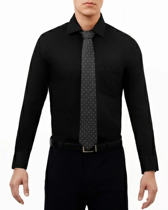 Camisa lisa pique slim fit color negro

