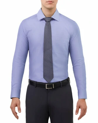 Camisa lisa de vestir slim fit manga larga pique color lila