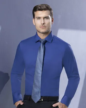 Camisa de vestir piqué azul manga larga