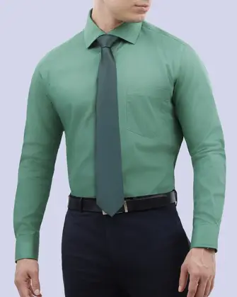 Camisa de vestir lisa slim fit piqué verde