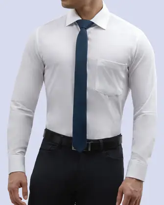 Camisa piqué stretch in organic bambú  slim fit blanca