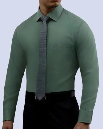 Camisa piqué stretch in organic bambú  slim fit verde