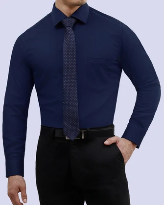 Camisa piqué stretch in organic bambú  slim fit azul