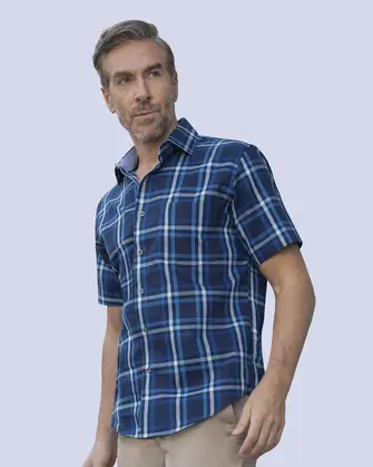 Camisa casual cuadro multicolor manga corta slim fit