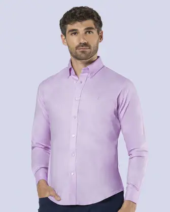 Camisa casual slim fit oxford bambú stretch lila