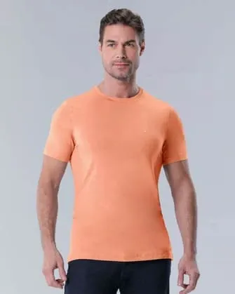 Camiseta cuello redondo lisa manga corta   anaranjada
