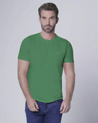 Camiseta cuello redondo lisa manga corta   verde
